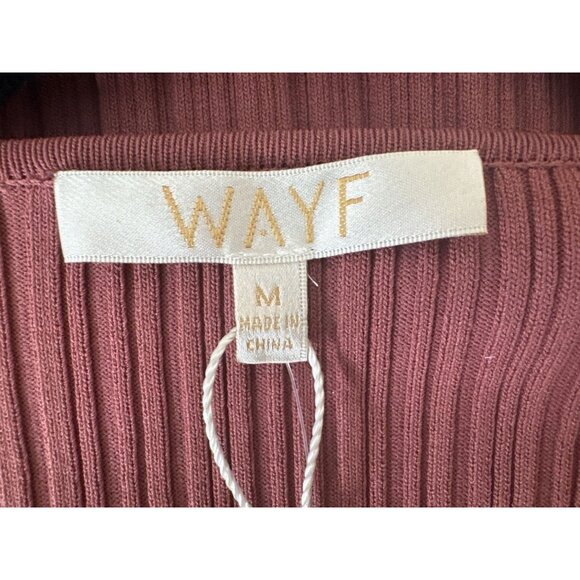 2/$30 NWT WAYF M Ribbed Knit Midi Bodycon Dress Tie Waist Deep Mauve - Picture 4 of 14